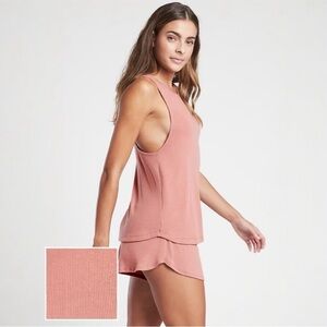 NWT Athleta Well Rested Rib Sleep Tank and Ribbed Short Set